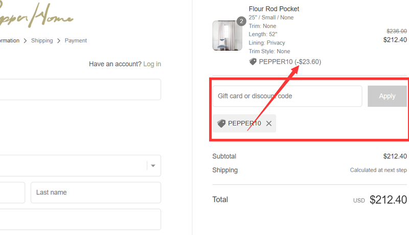 pepper home discount code 